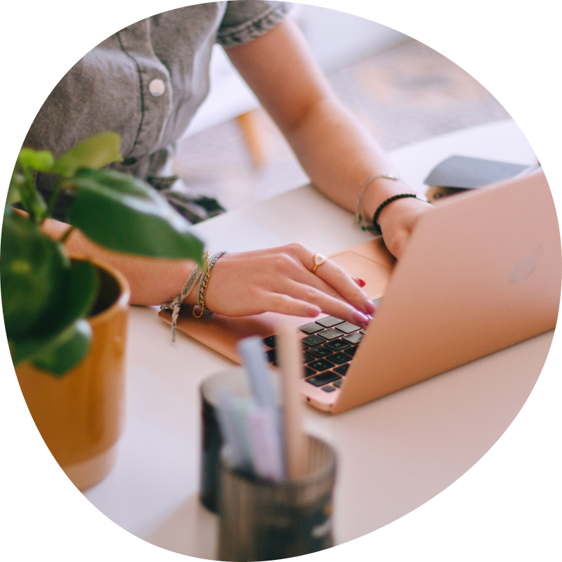 Lady typing on laptop